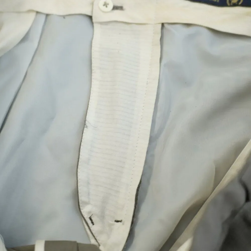 Hart Schaffner Marx Wool Beige Pleated High Rise Dress Pants Trousers 43/28 Line